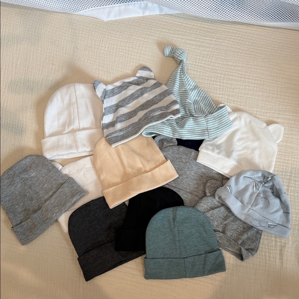 Assorted preemie Baby Beanies in Neutral Tones